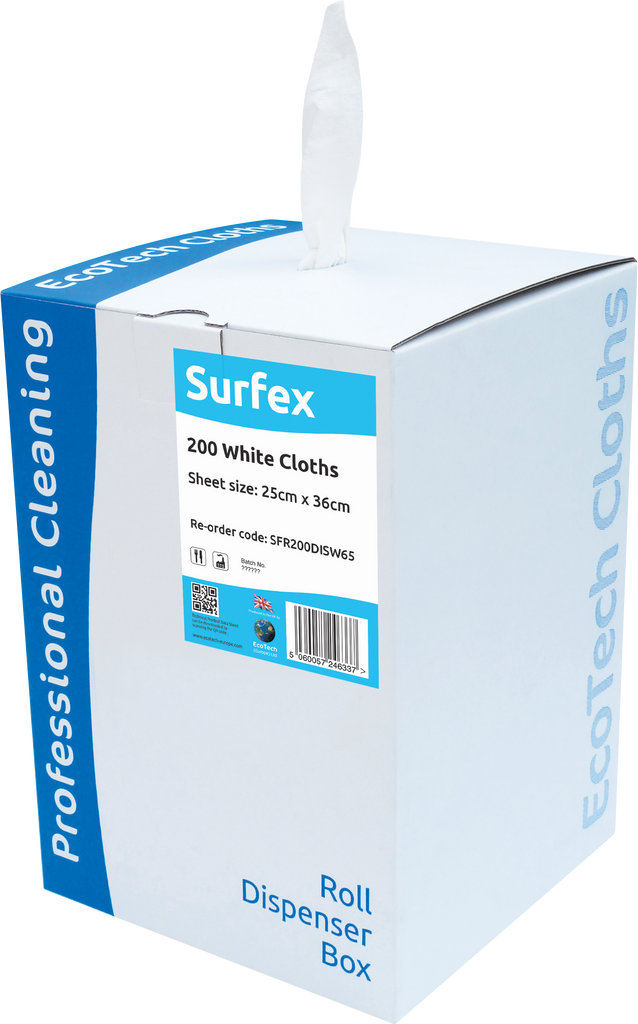 EcoTech Europe Ltd | Surfex White Roll In Dispenser Box (SFR200DISW65)